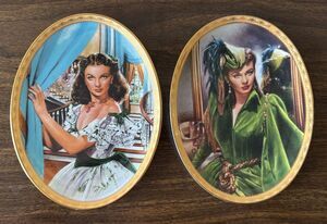 Bradford Exchange Gone With The Wind Cameo Memories Set Of 2 Plates Gold Edge